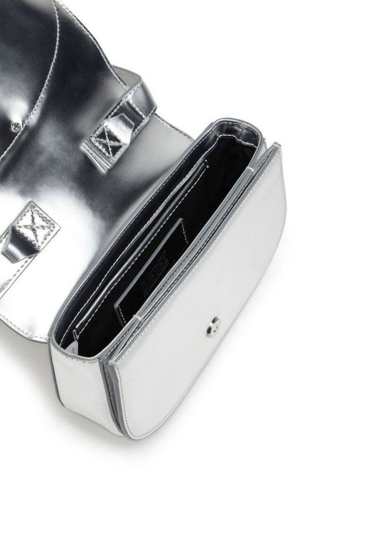 Diesel Silver Metallic Leather Shoulder Bag
