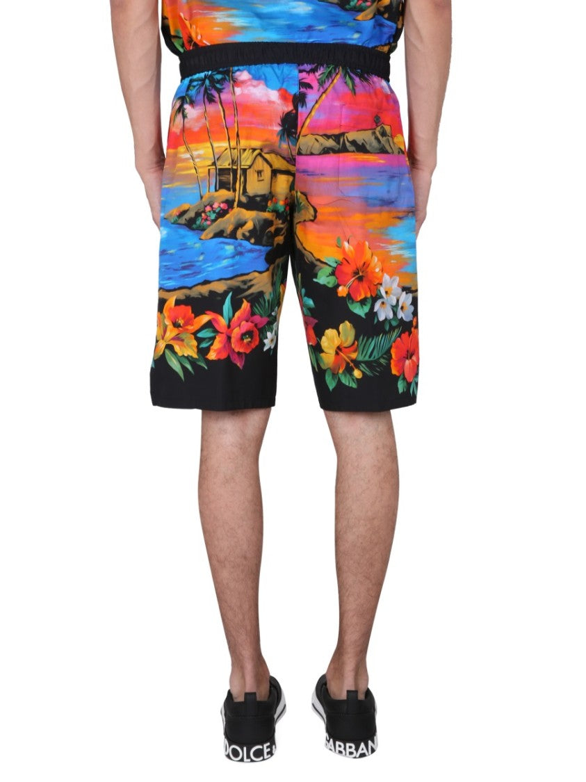 Dolce & Gabbana Bermuda Shorts With Sunset Print