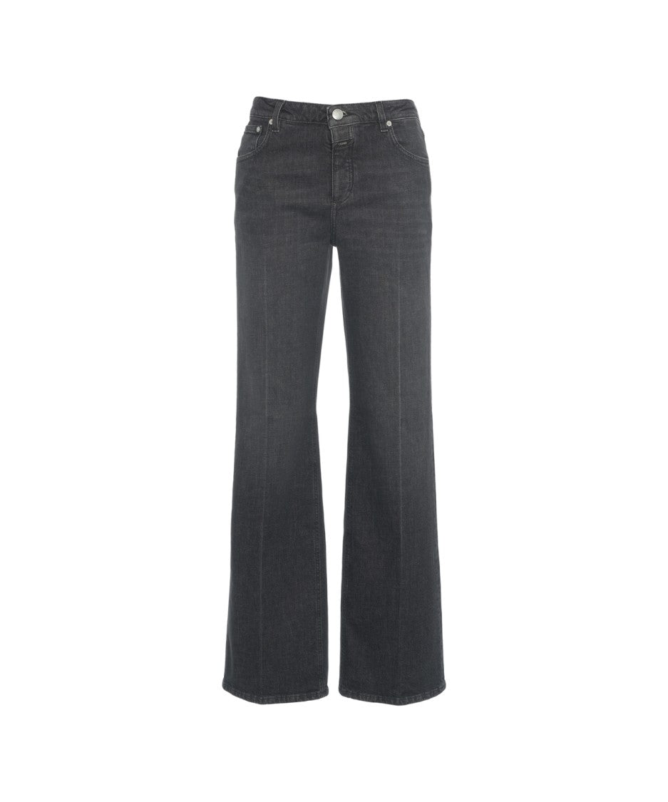 Closed Flared Jeans With Classic Five-Pocket Design And Faded Finish