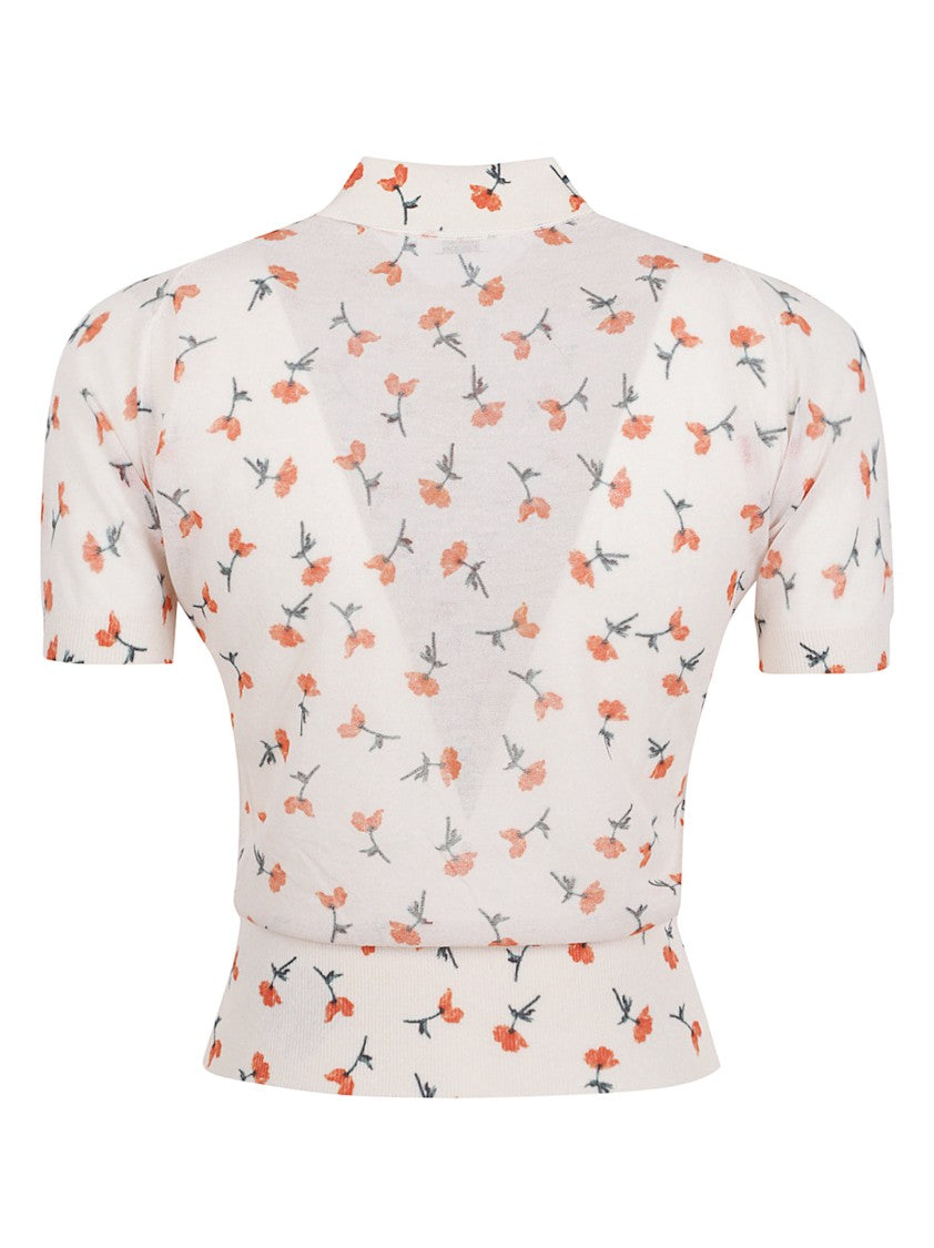 Jil Sander Short-Sleeved Fitted Floral Print Polo