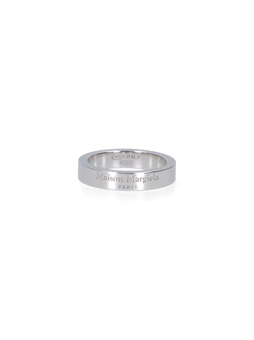 Maison Margiela Circular Silver Logo Ring With Subtle Embossing