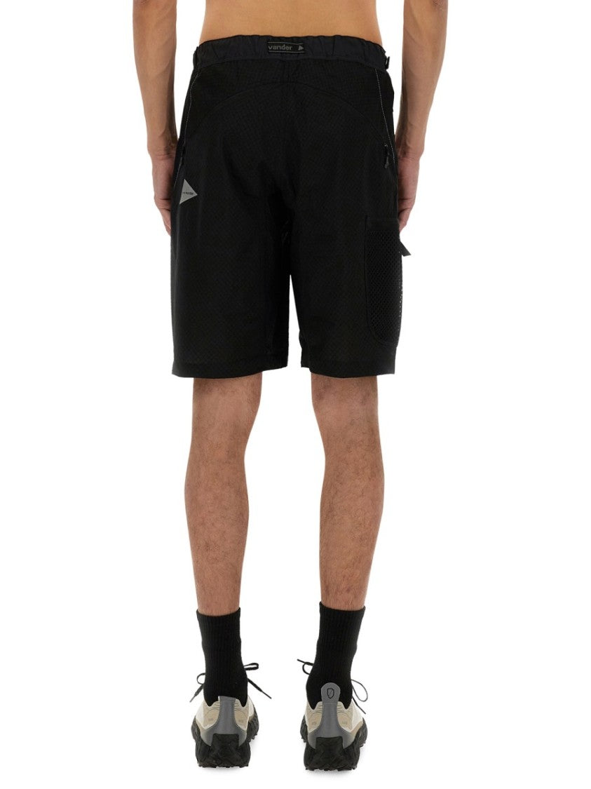 And Wander Black Nylon Bermuda Shorts