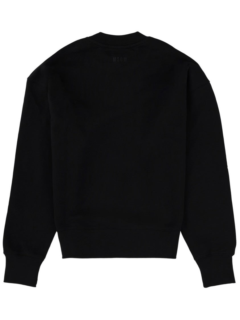 Msgm Black Cotton Follow The Rabbit Sweatshirt
