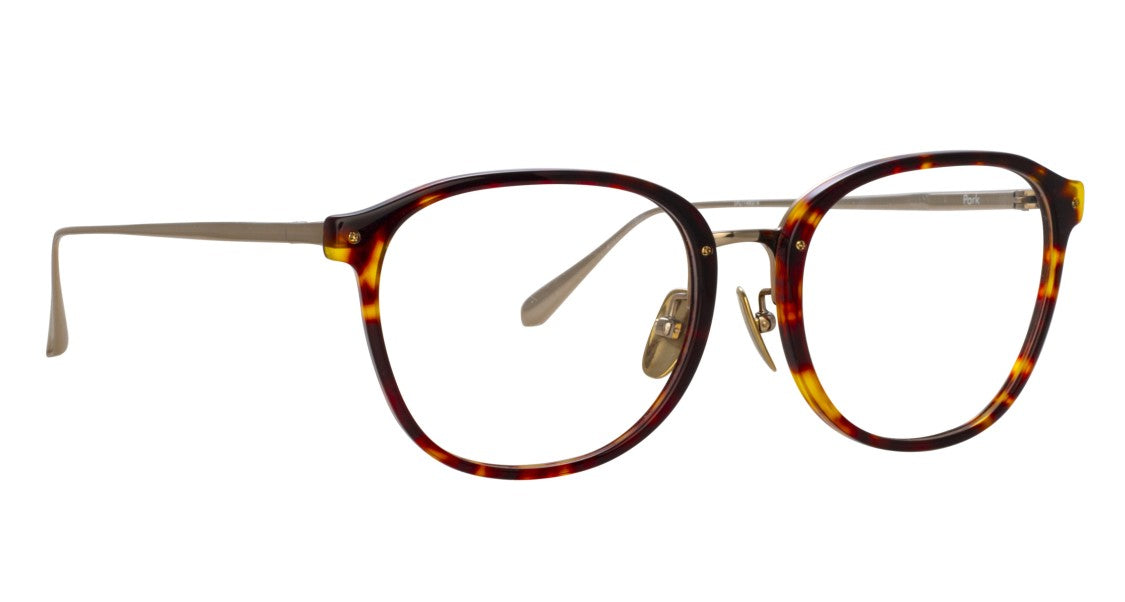 Linda Farrow Lfl Rounded Tortoiseshell Frame Eyeglasses With Metallic Details