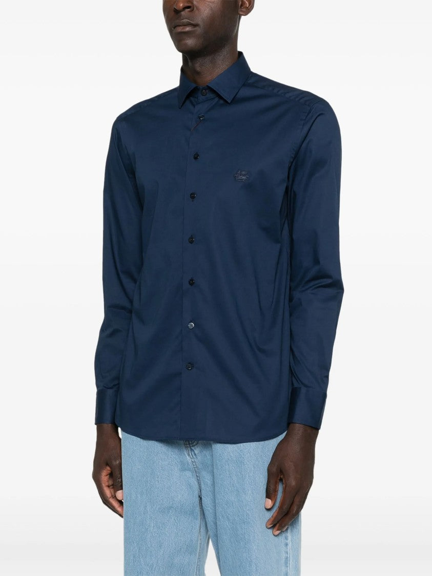 Etro Roma Logo Pegaso-Pattern Cotton Blend Shirt