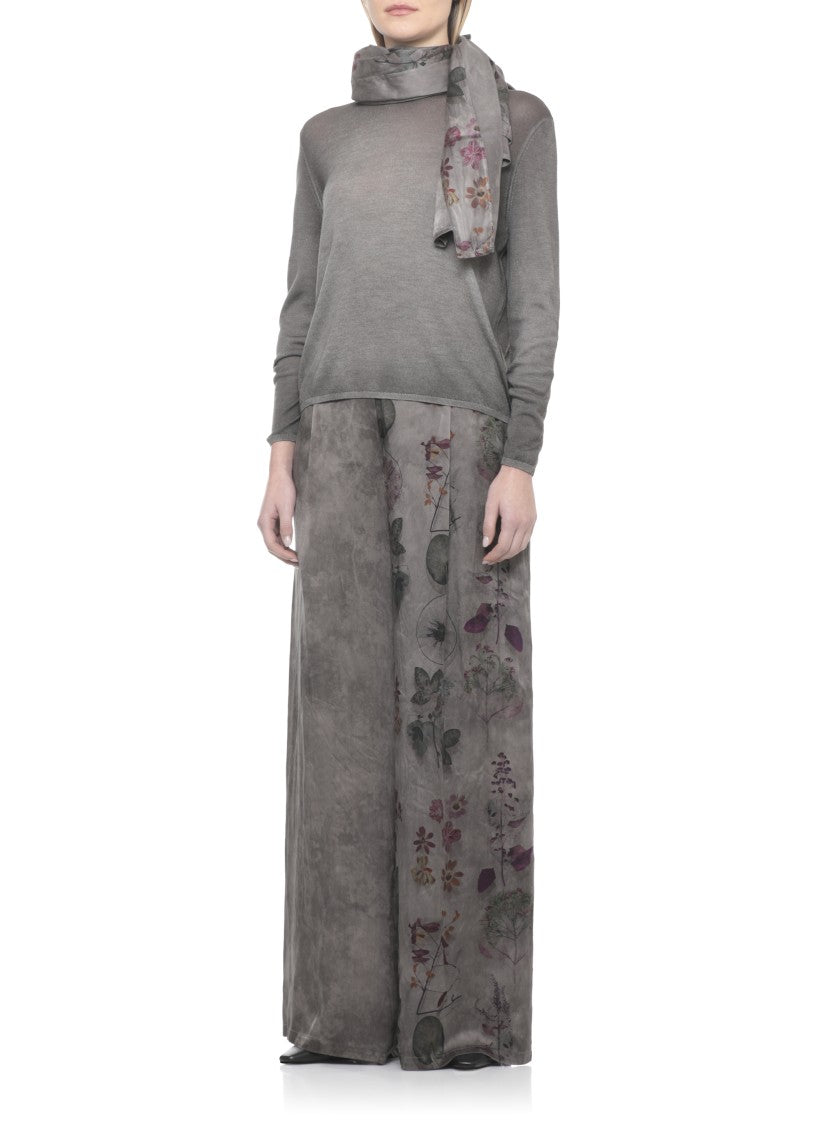 Avant Toi Grey Ribbed Trims Cashmere-Silk Sweater