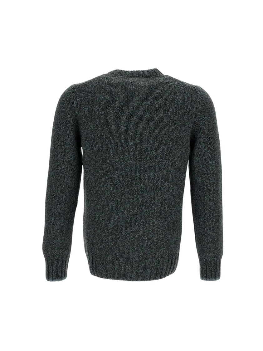 Gran Sasso Grey Textured Knit Wool Crewneck Sweater