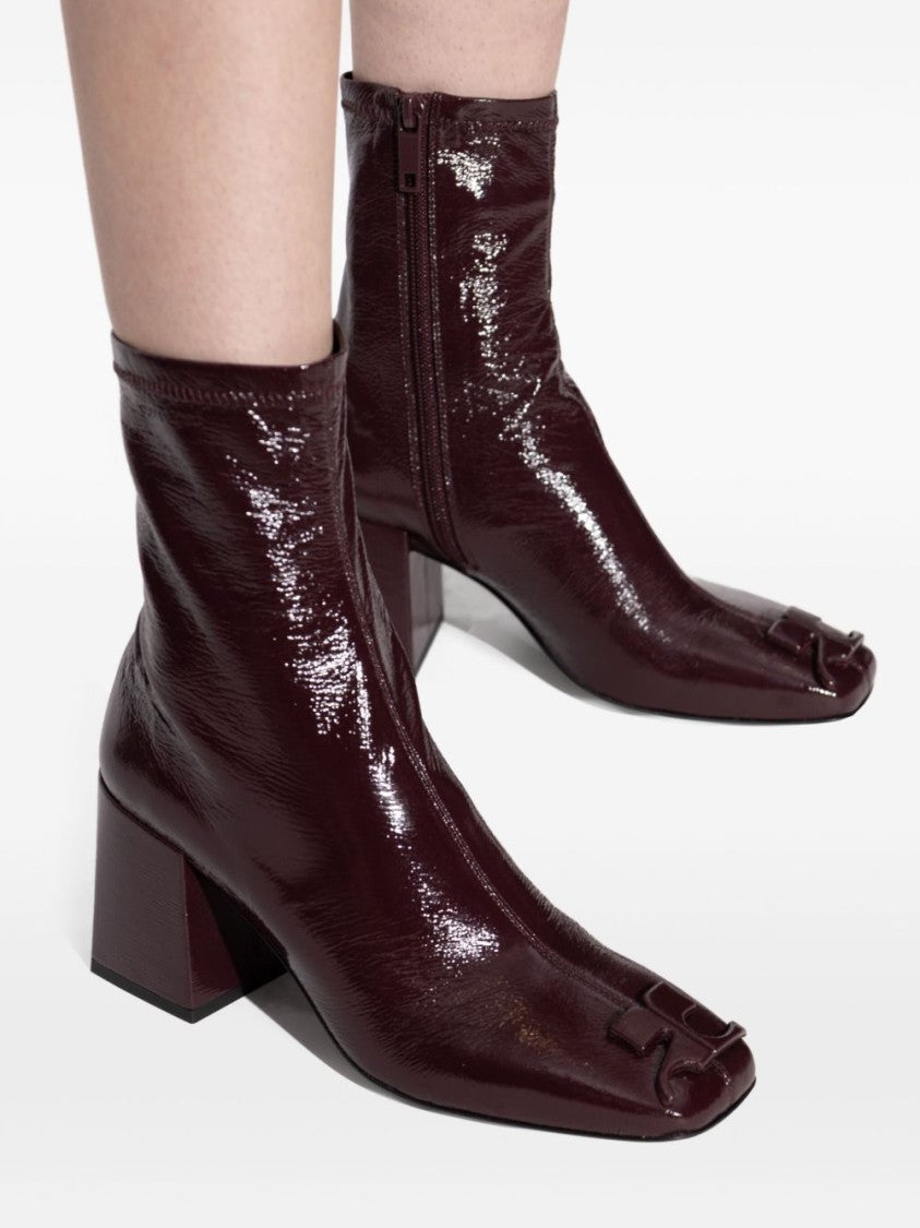 Courrèges Glossy Burgundy Ankle Boots