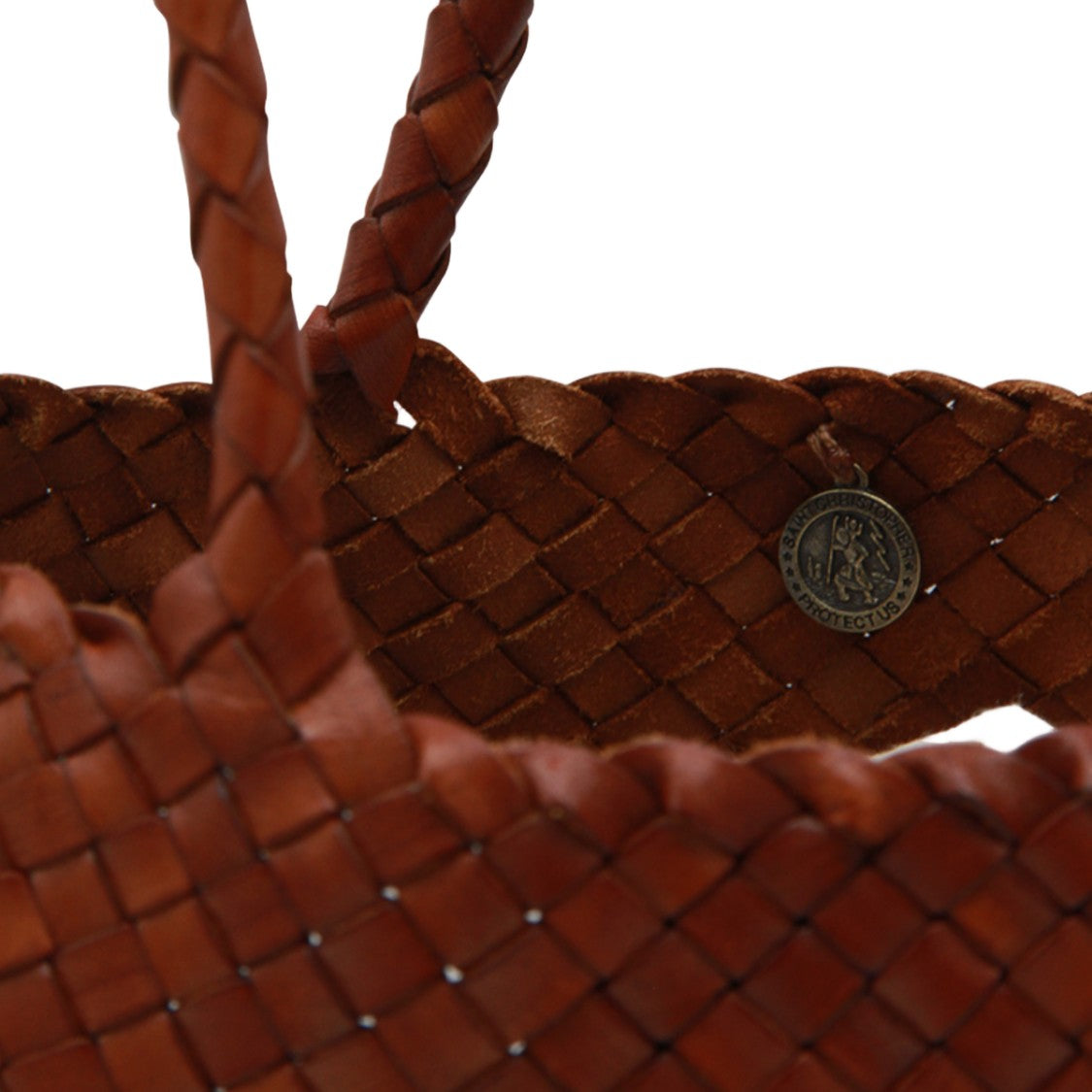 Dragon Diffusion Woven Leather Handbag With Braided Handles