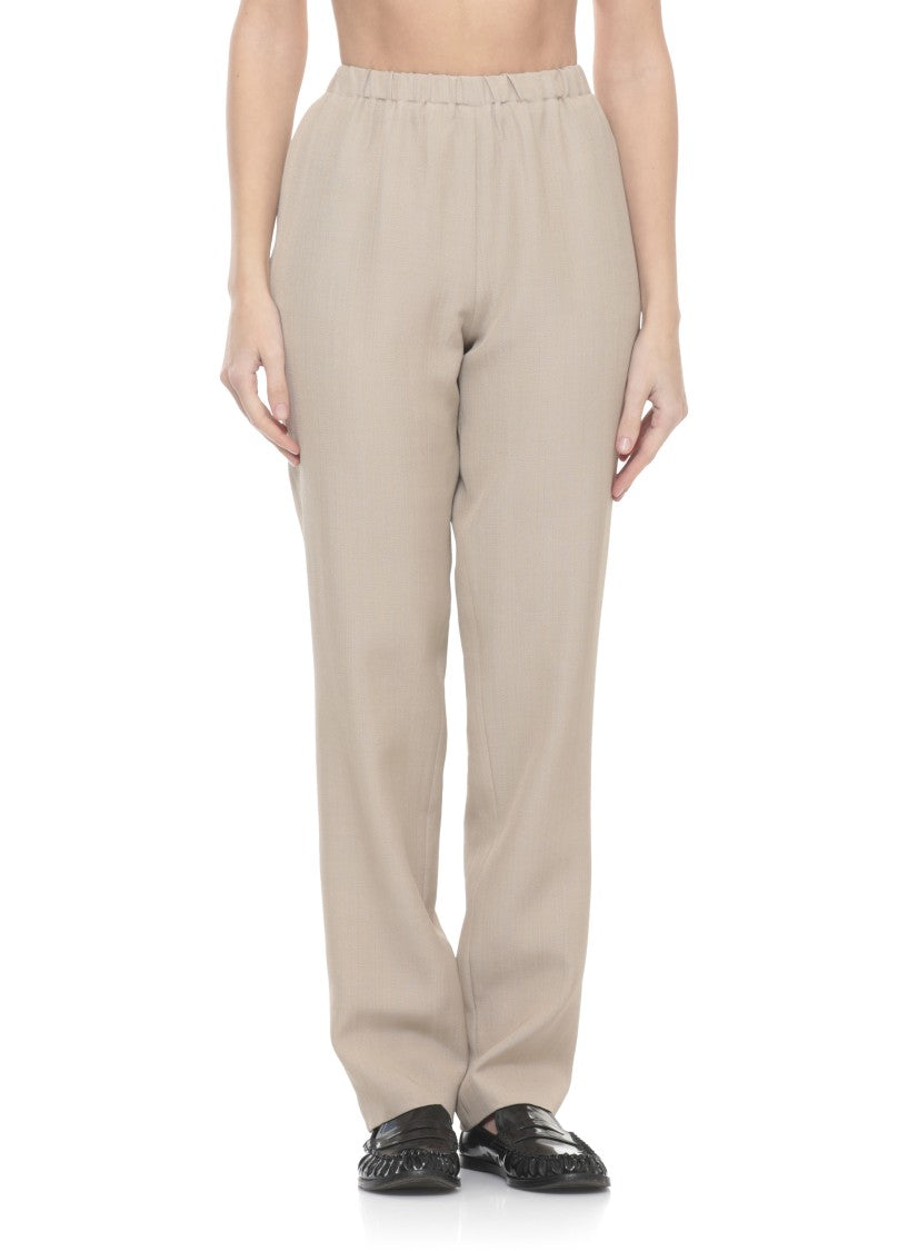 Loulou De Saison Beige Scot Viscose Straight-Leg Pants