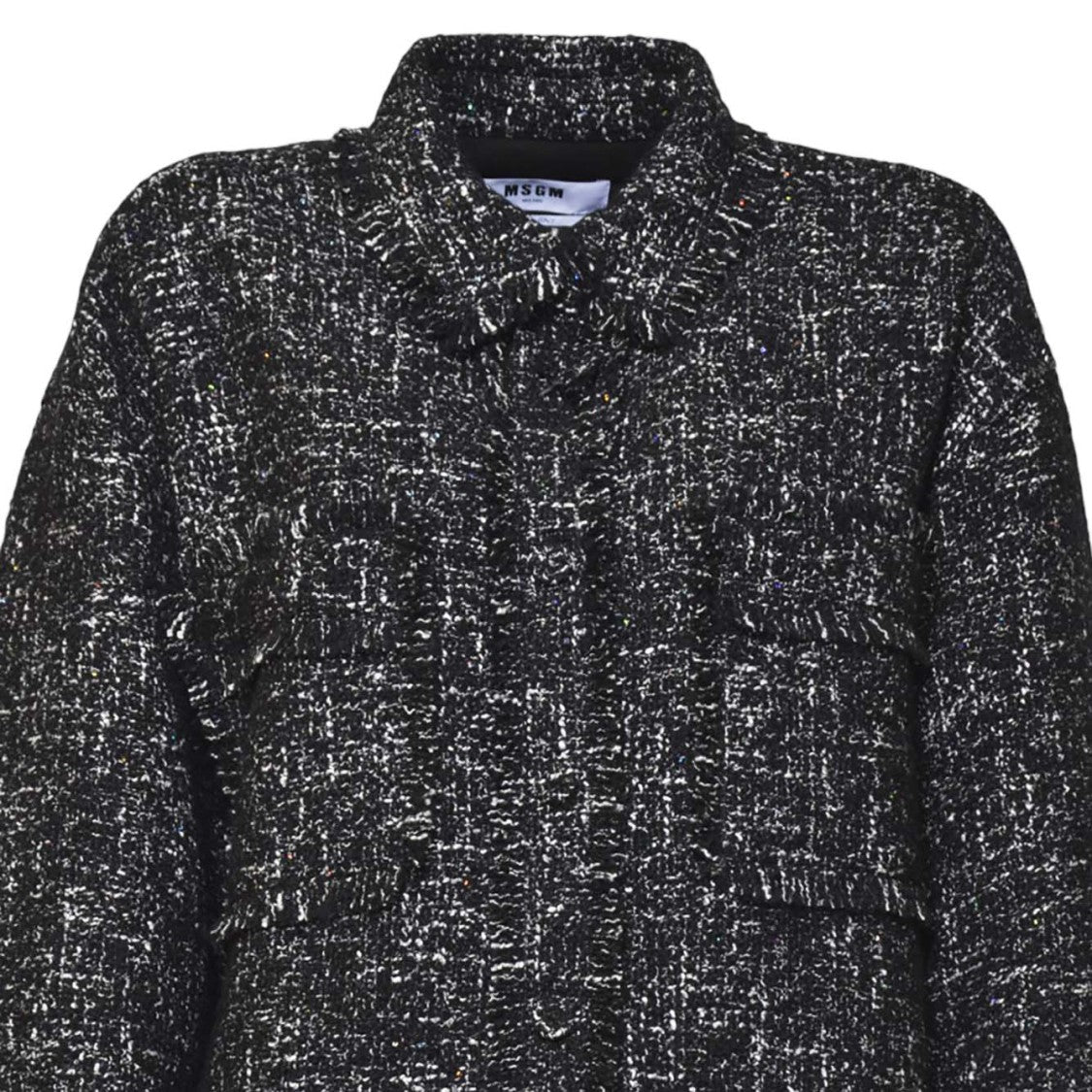 Msgm Textured Long-Sleeve Shirt Jacket With Fringed Edges