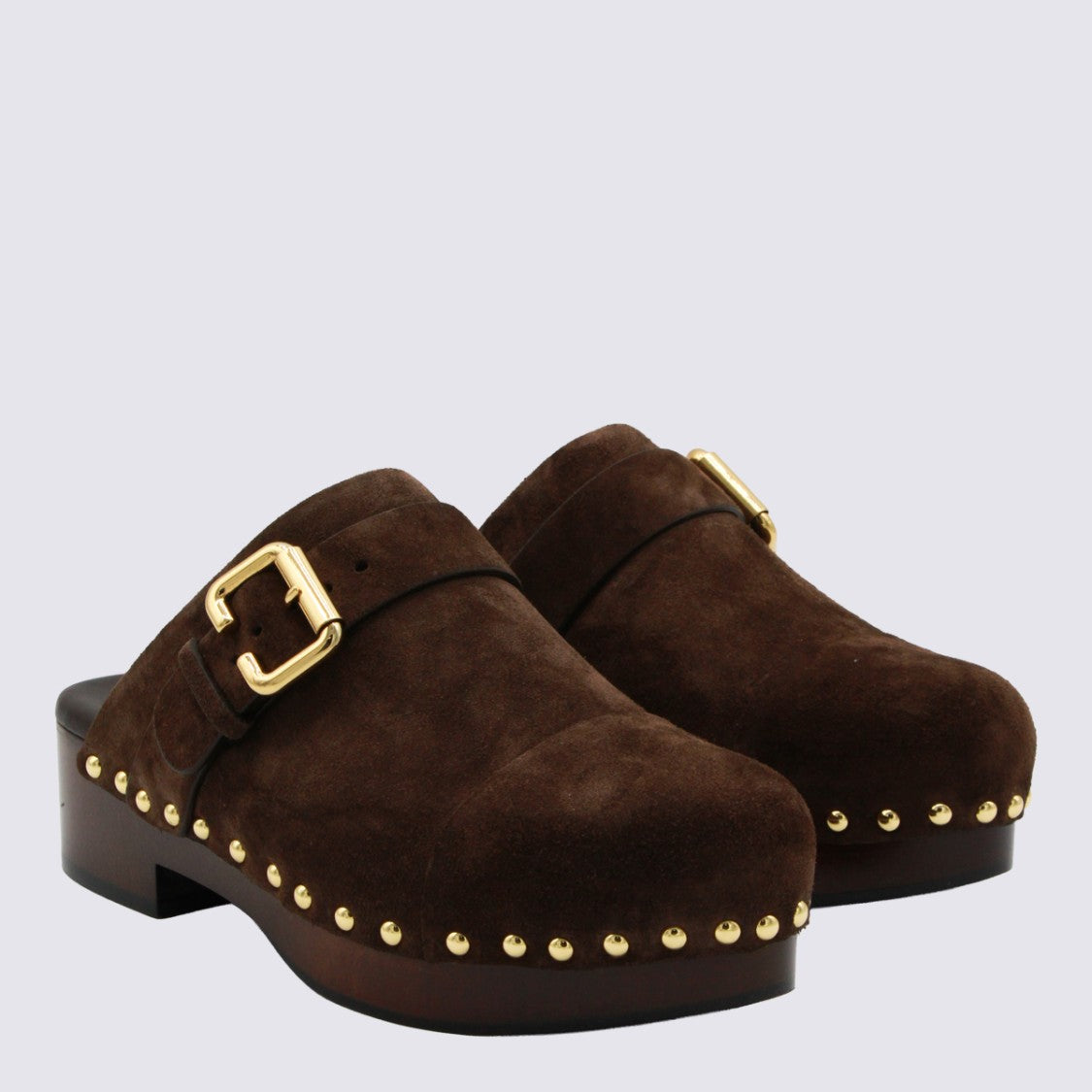 Chloé Brown Suede Sandals With Chunky Wooden Platform