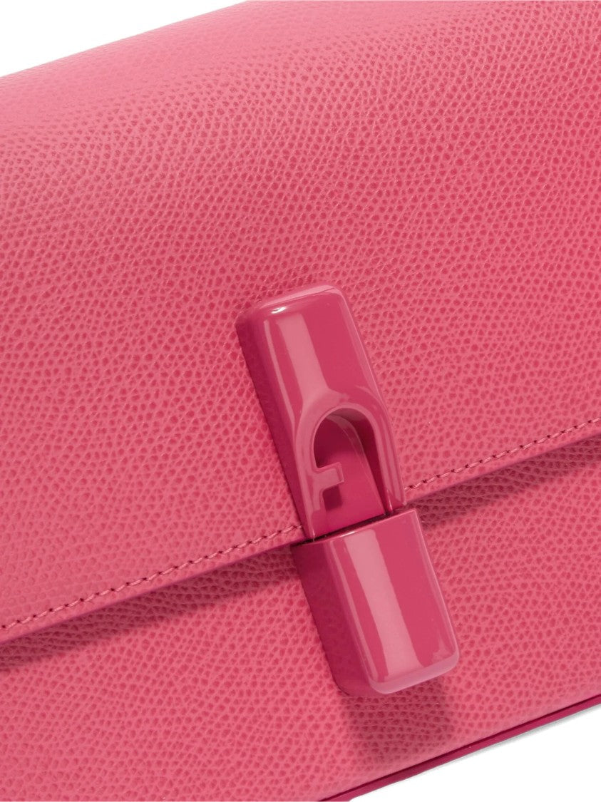 Furla Iride S Textured Pink Leather Shoulder Bag