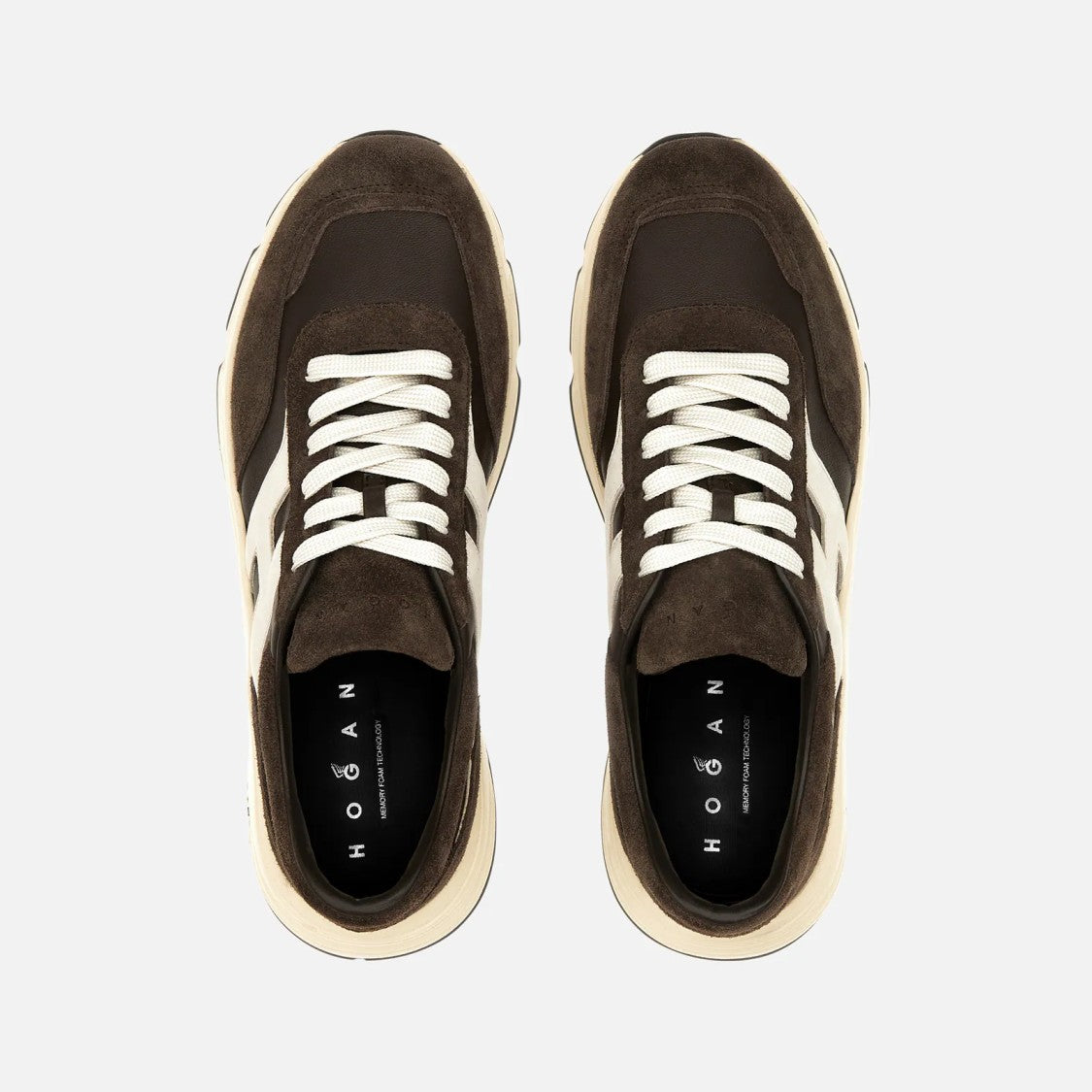 Hogan Refined Brown Calfskin And Mutton Leather Sneakers
