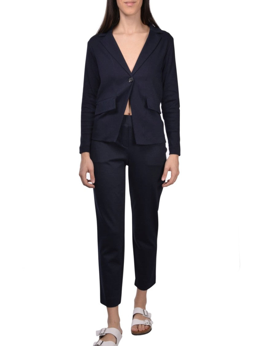 Gran Sasso Blue Giacchina Tailored Cotton V-Neck Jacket