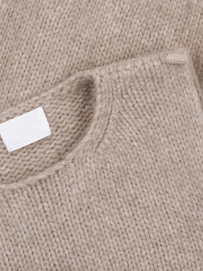 Pampa The Brand Beige Crew Neck Sleeveless Alpaca Tank Top