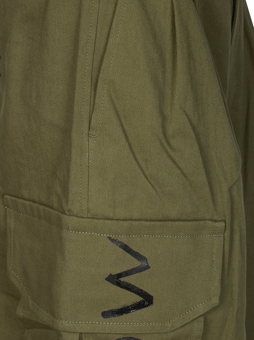 Comme Des Garçons Men Olive Green High Waisted Shorts