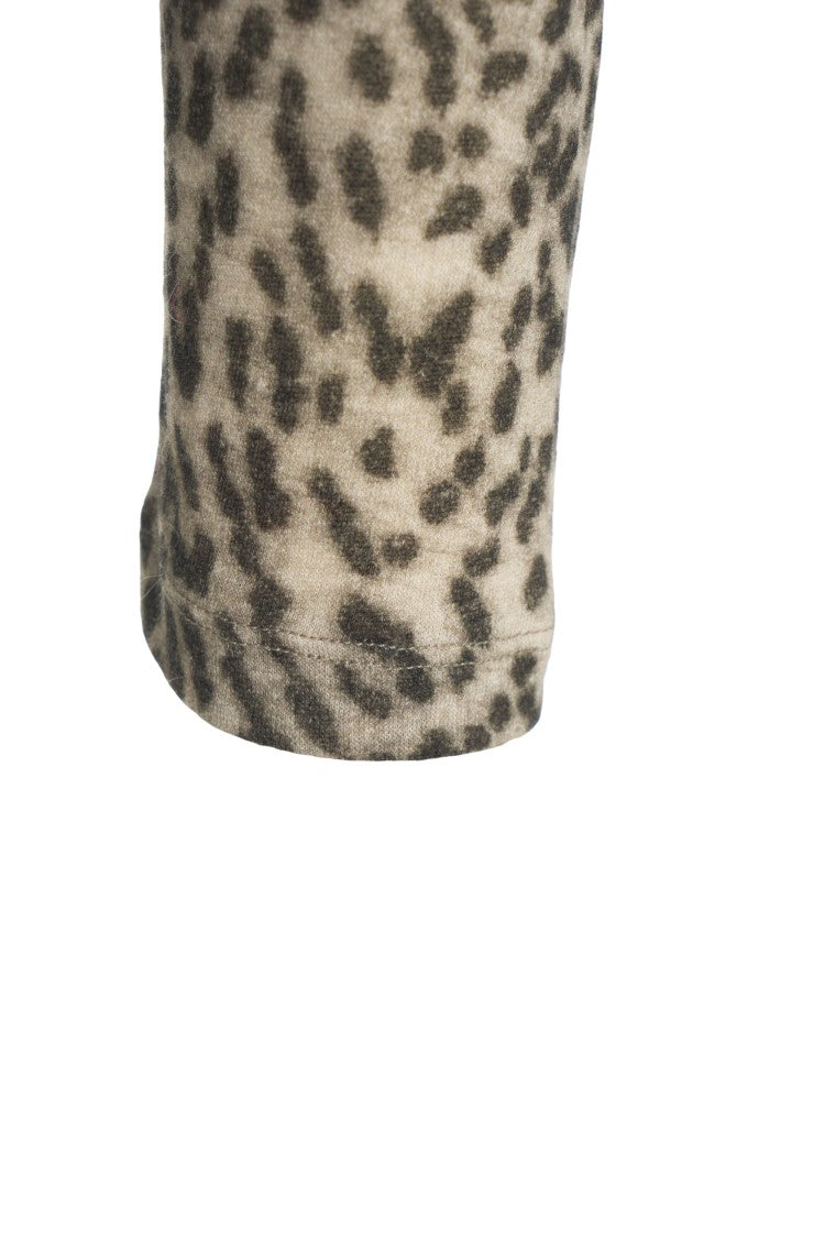 Majestic Filatures Long-Sleeve Semi-Sheer Polo With Animal Print