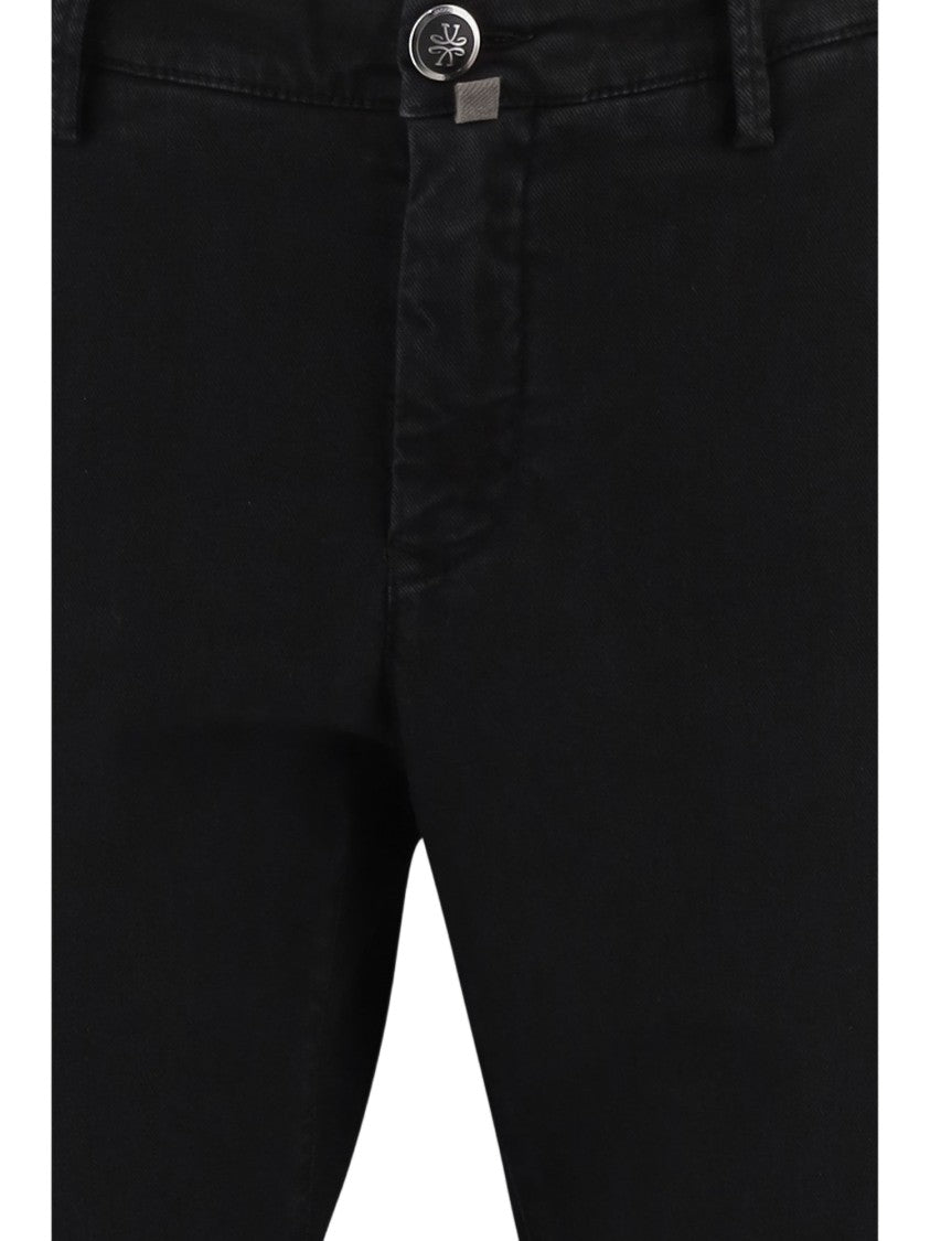 Jacob Cohen Black Tailored Slim-Fit Stretch Cotton-Blend Formal Pants