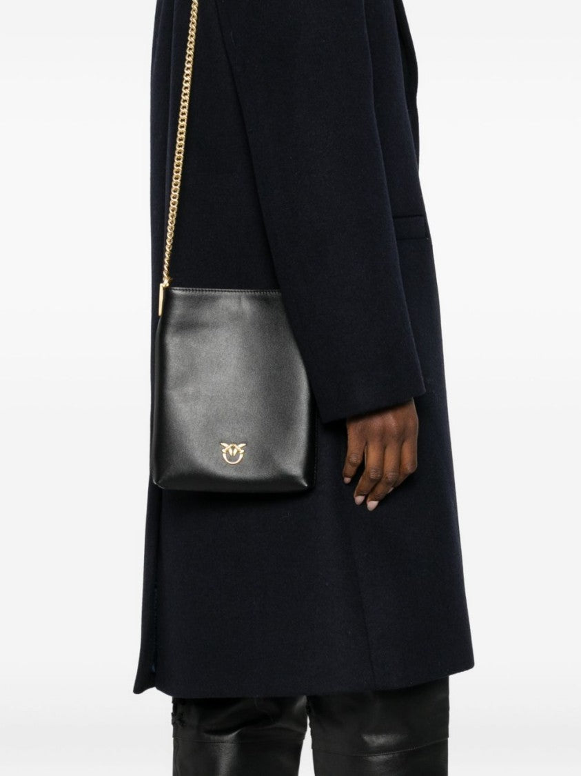 Pinko Rectangular Calfskin Clutch With Gold-Tone Chain