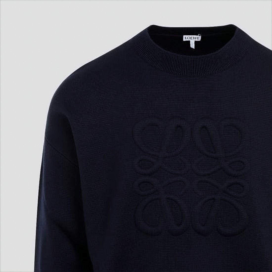 Loewe Crew Neck Blue Wool Blend Sweater
