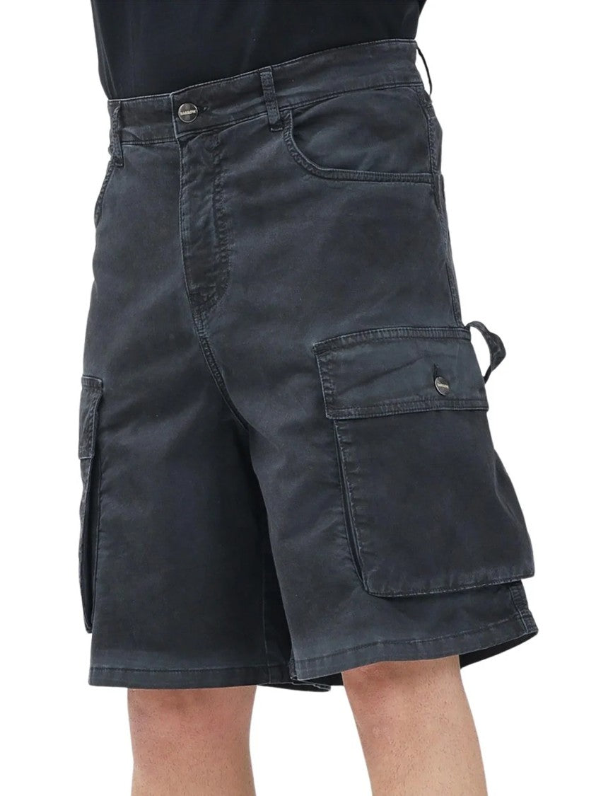 Barrow Black Stretch Cotton Cargo Bermuda Shorts