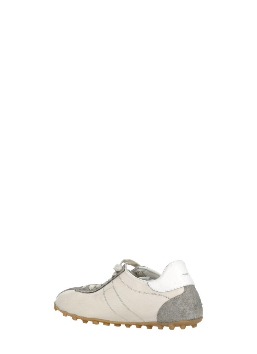 Maison Margiela Ivory Leather Suede-Blend Sneakers