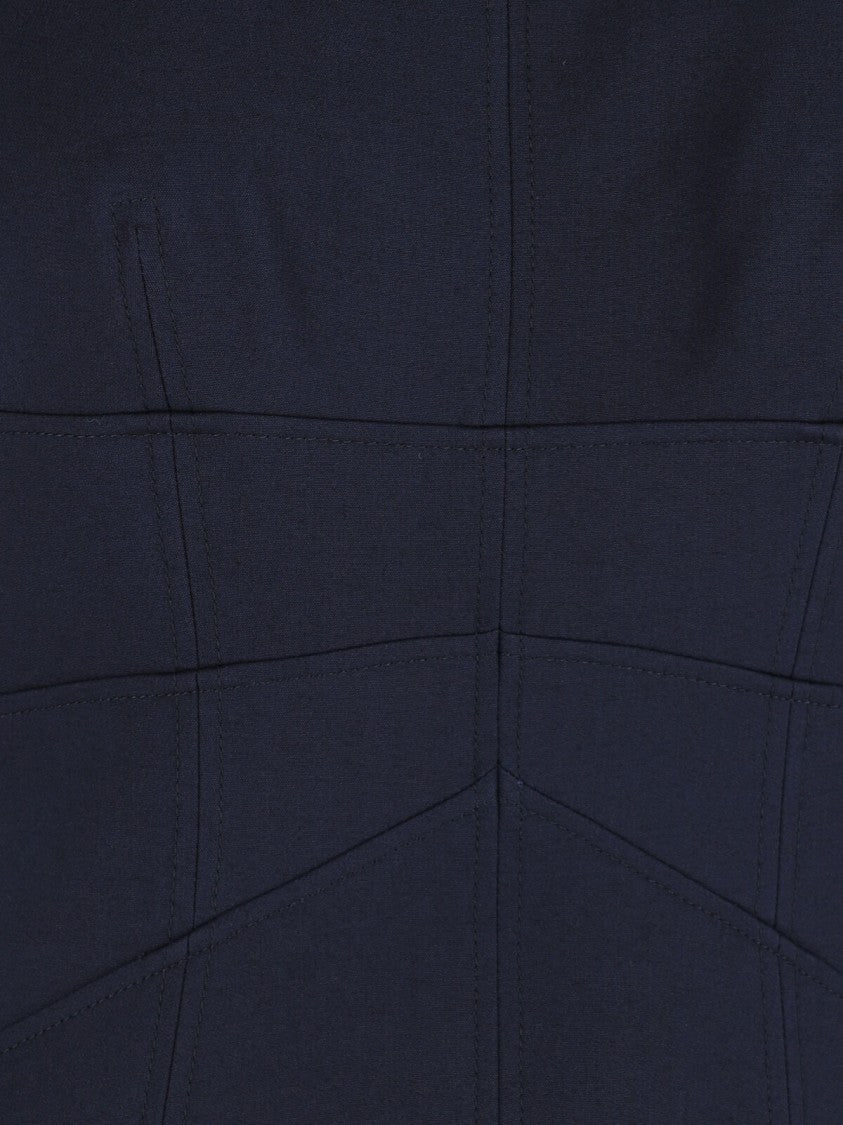 Alexander Mcqueen Mini Dress In Navy Wool