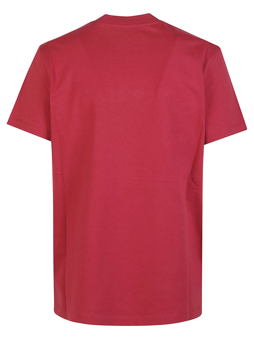 Moncler Red Logo Embroidered Cotton T-Shirt