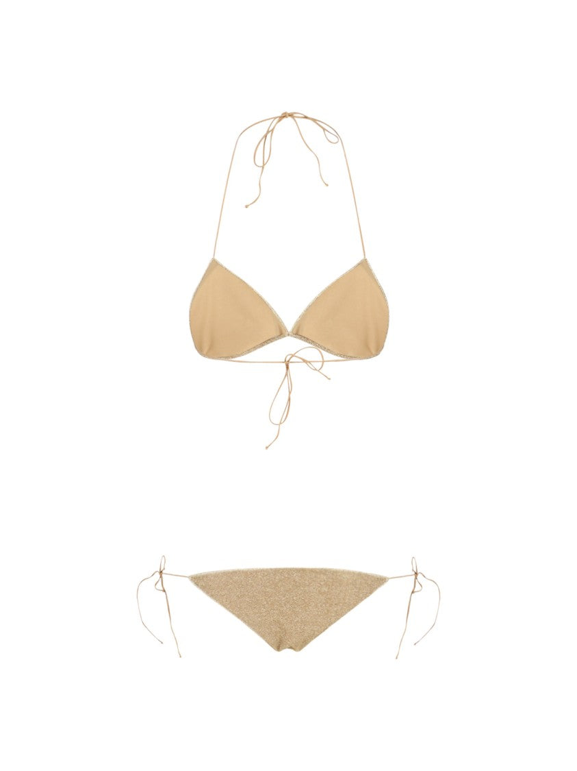 Oséree Metallic Gold Lumière Fabric Bikini