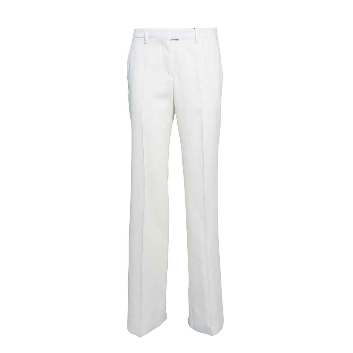 Etro White Viscose Straight Trousers With Slub Effect