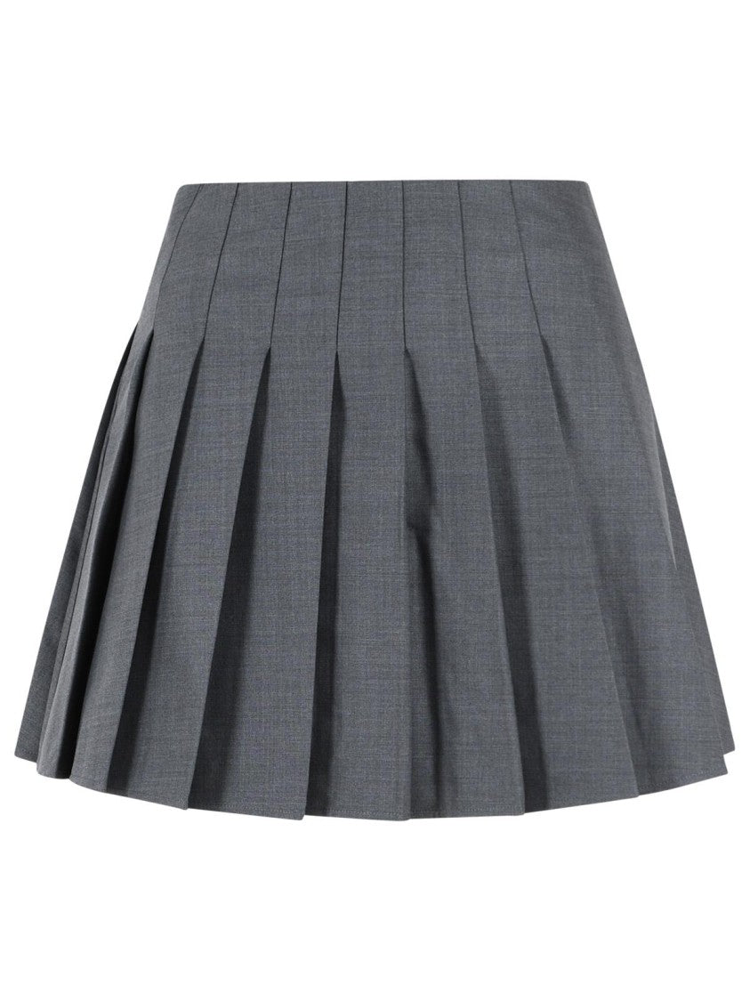 Self-Portrait Grey Wool Blend Pleated Miniskirt