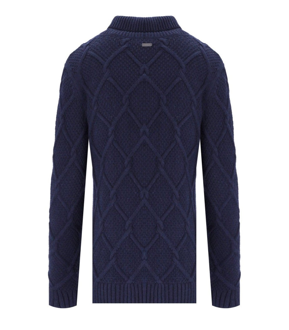 Barbour Burne Roll Blue Turtleneck Sweater