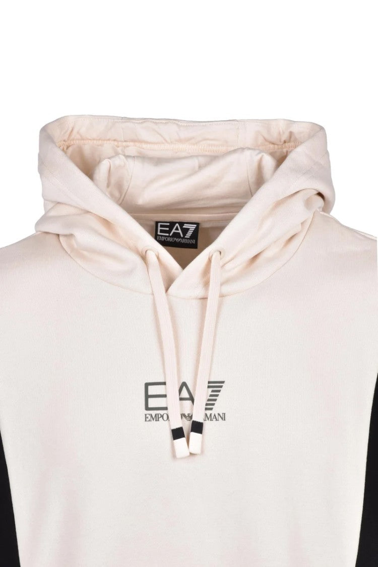 Ea7 Emporio Armani Cream Brushed Cotton Hoodie