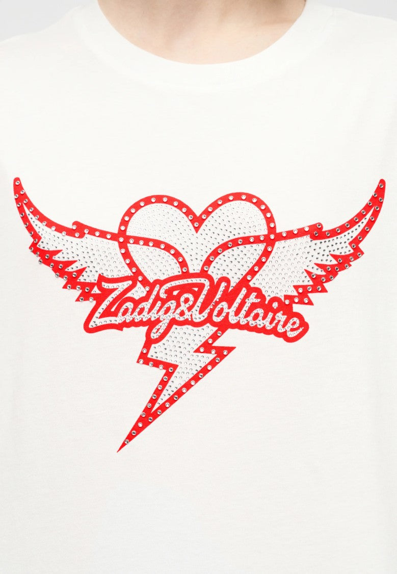 Zadig & Voltaire White Boxy Winged Heart Graphic Top