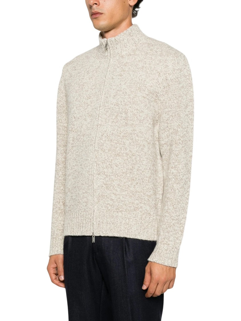 Lardini Marl-Knit High-Collar Zip-Through Knit