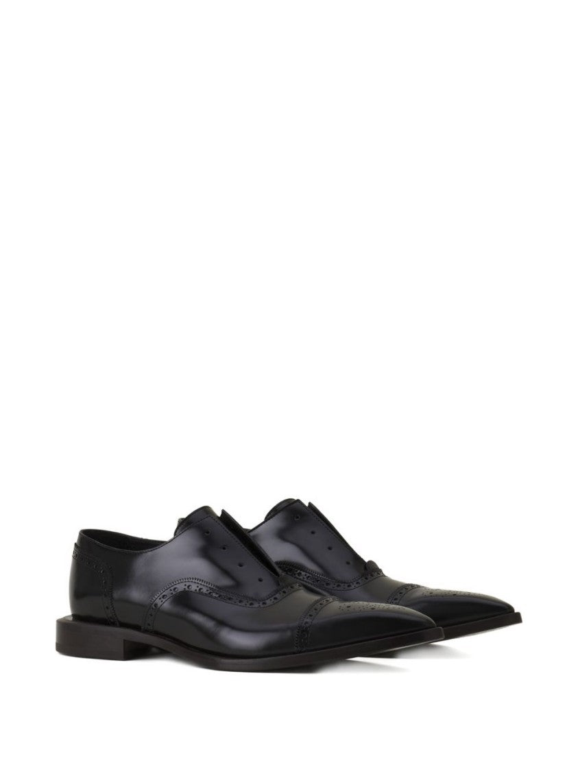 Lanvin Black Minimalist All-Leather Flat Shoes