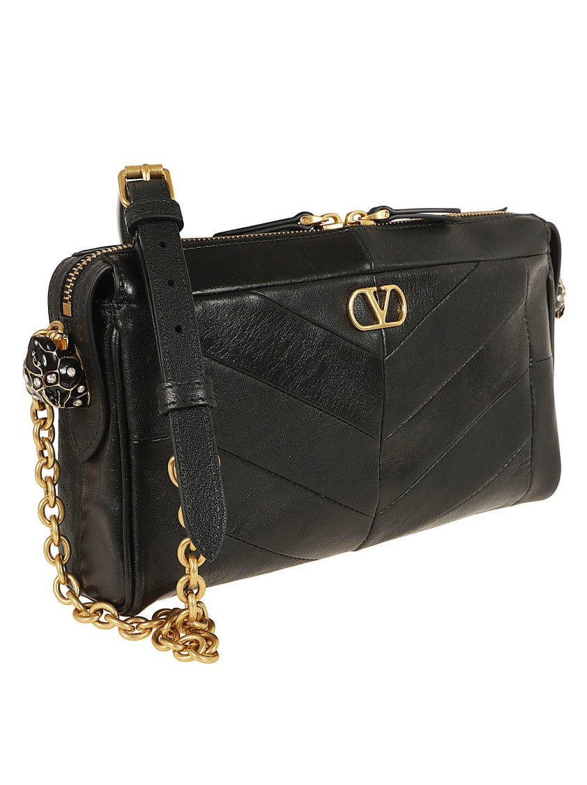Valentino Garavani Panthea Small Suede Nappa Leather Patchwork Shoulder Bag