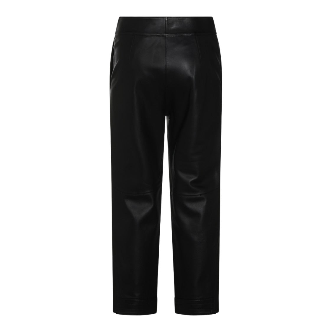 Ports 1961 Black Leather Cropped Straight-Leg Pants