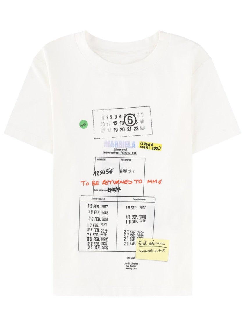 Mm6 By Maison Margiela Black Library Card Graphic Cotton T-Shirt