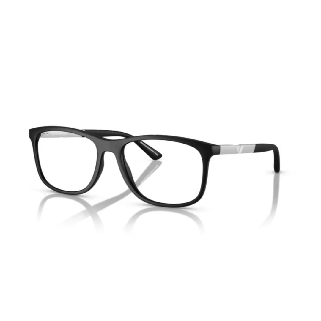 Emporio Armani 0Ea3247 Rectangular Eyeglasses With Silver Accents