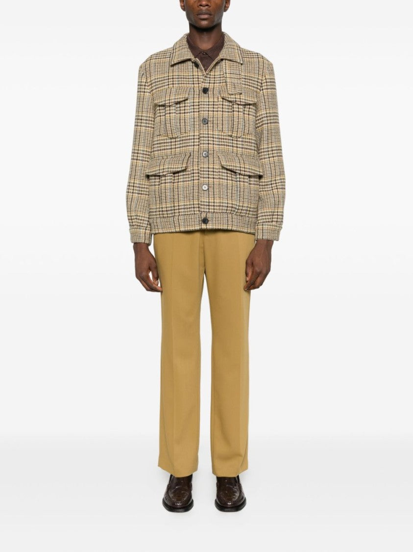 Amaranto Beige Checkered Coat