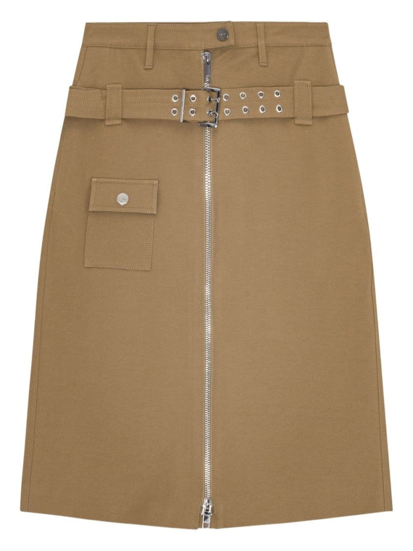 Ganni Beige Midi Skirt With Front Zipper