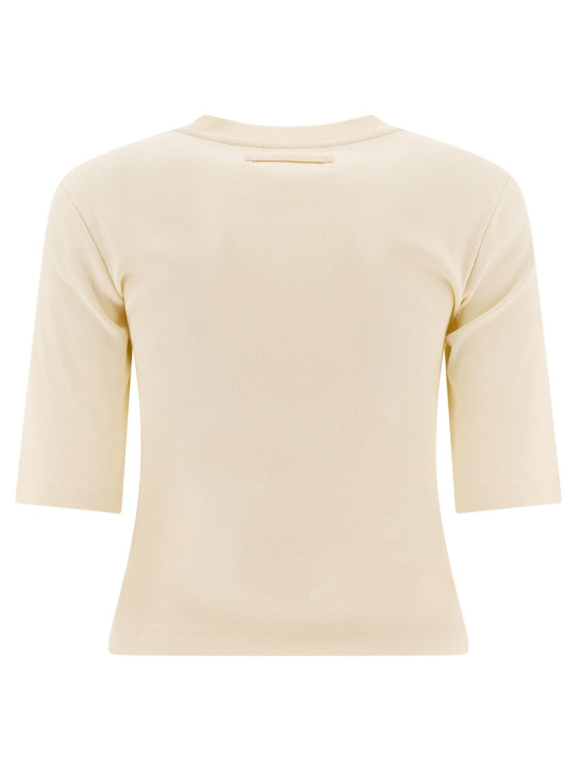 Sandbeige Soft Cotton-Elastane Blend T-Shirt With Classic Design