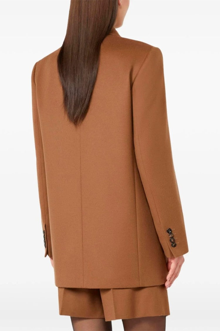 Max Mara Camel Msthobby Double-Breasted Virgin Wool Blazer