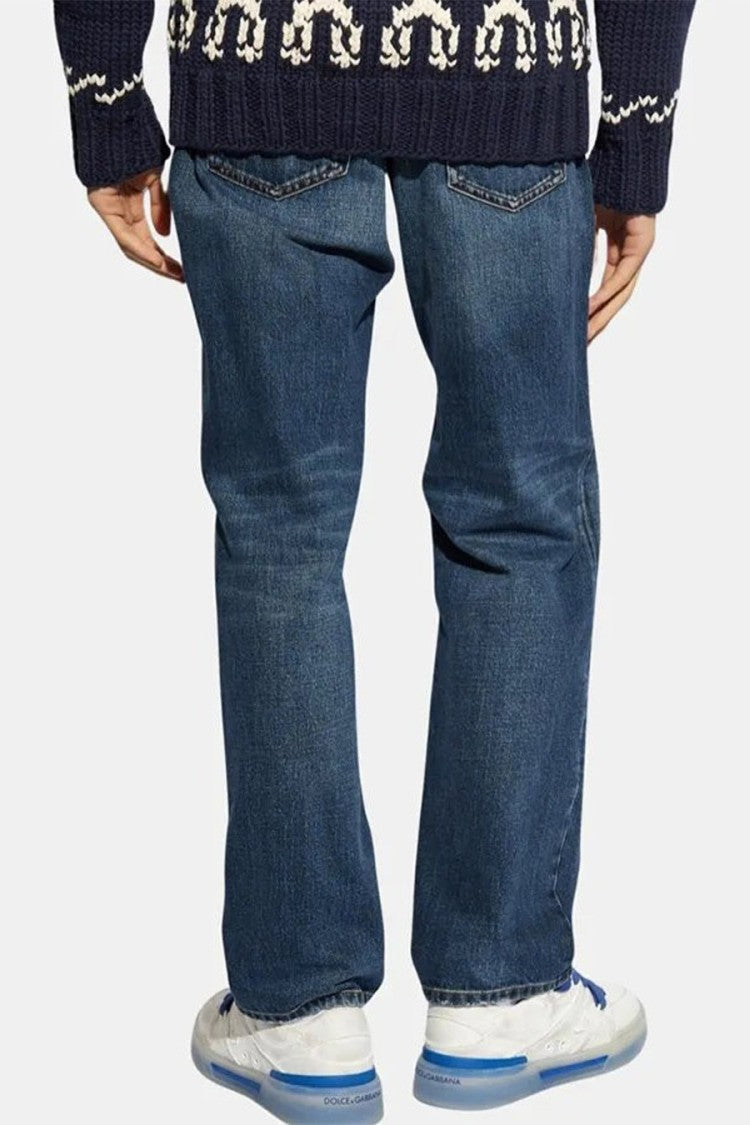 Dolce & Gabbana Blue Cotton Straight-Leg Jeans
