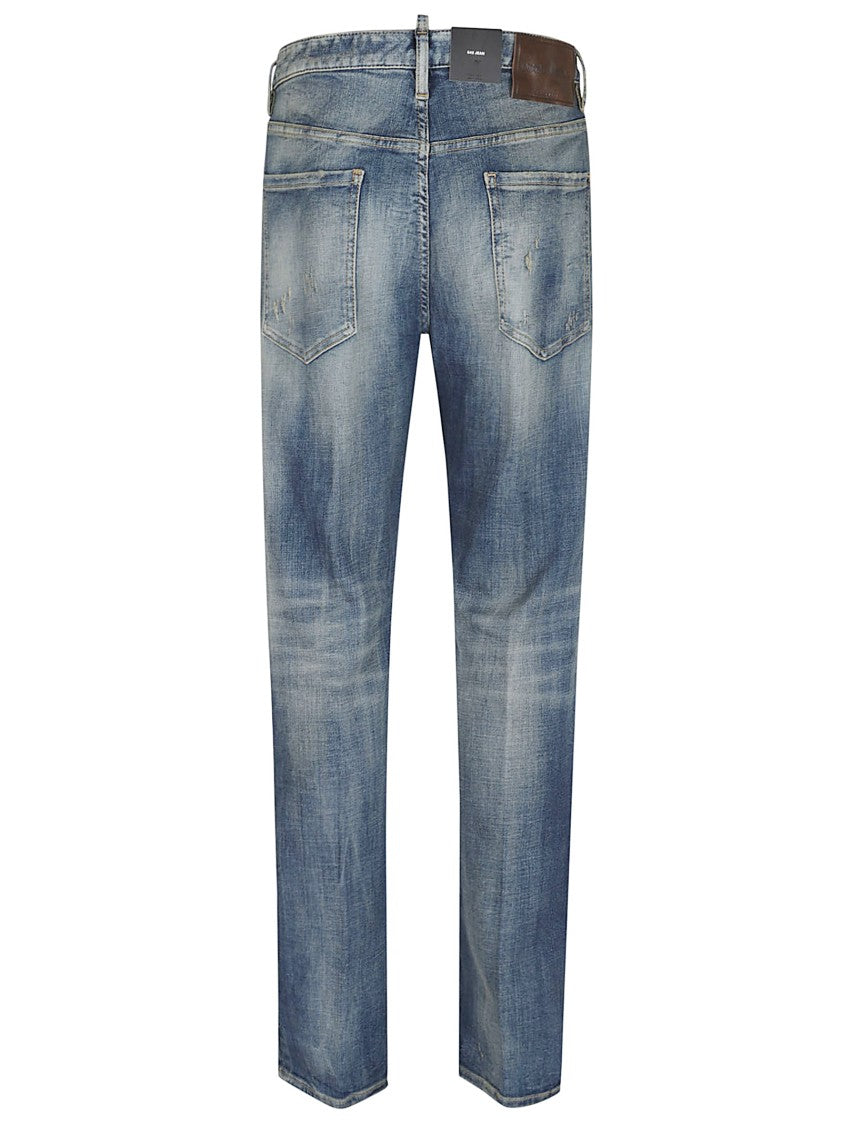 Dsquared2 Medium Blue Straight-Leg Jeans With Whiskering