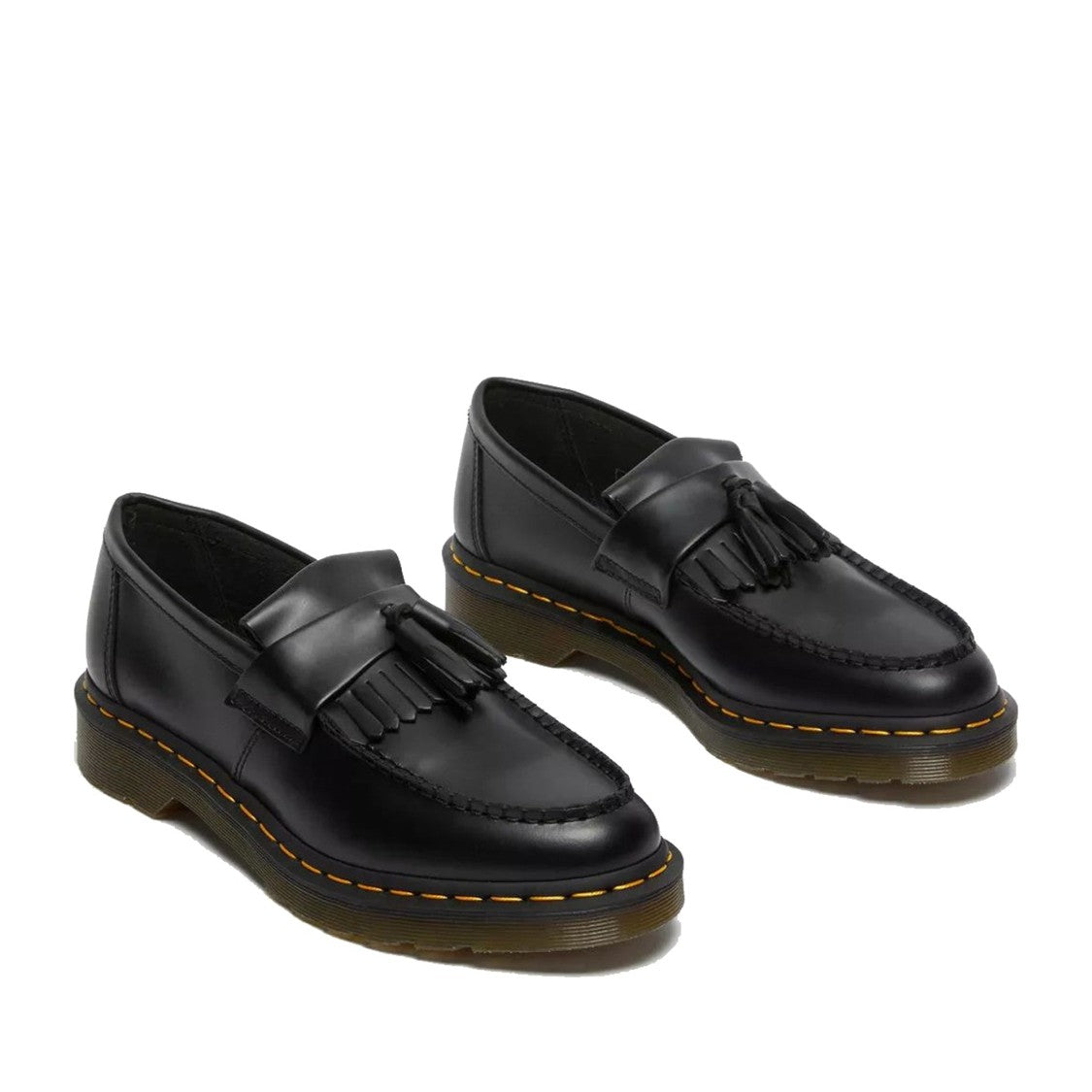 Dr. Martens Black Adrian Fringed Detail Stitching Leather Loafers