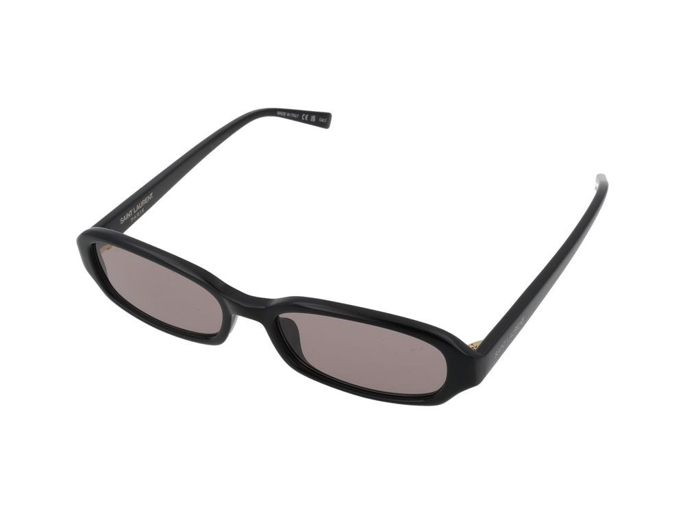 Saint Laurent Sleek Black Frame Brown Lens Rectangular Sunglasses