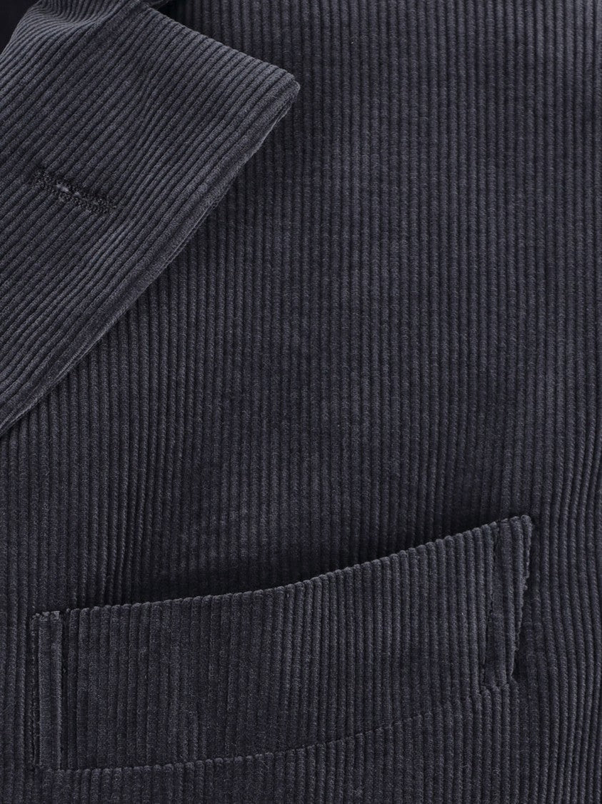 Kaptain Sunshine Black Single-Breasted Notch Lapel Corduroy Blazer